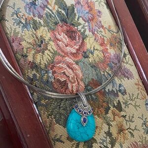 Turquoise and Silver Pendant Necklace